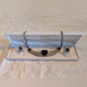 2/30$ Vintage Silver and Blue (False Saphir) Necklace Set